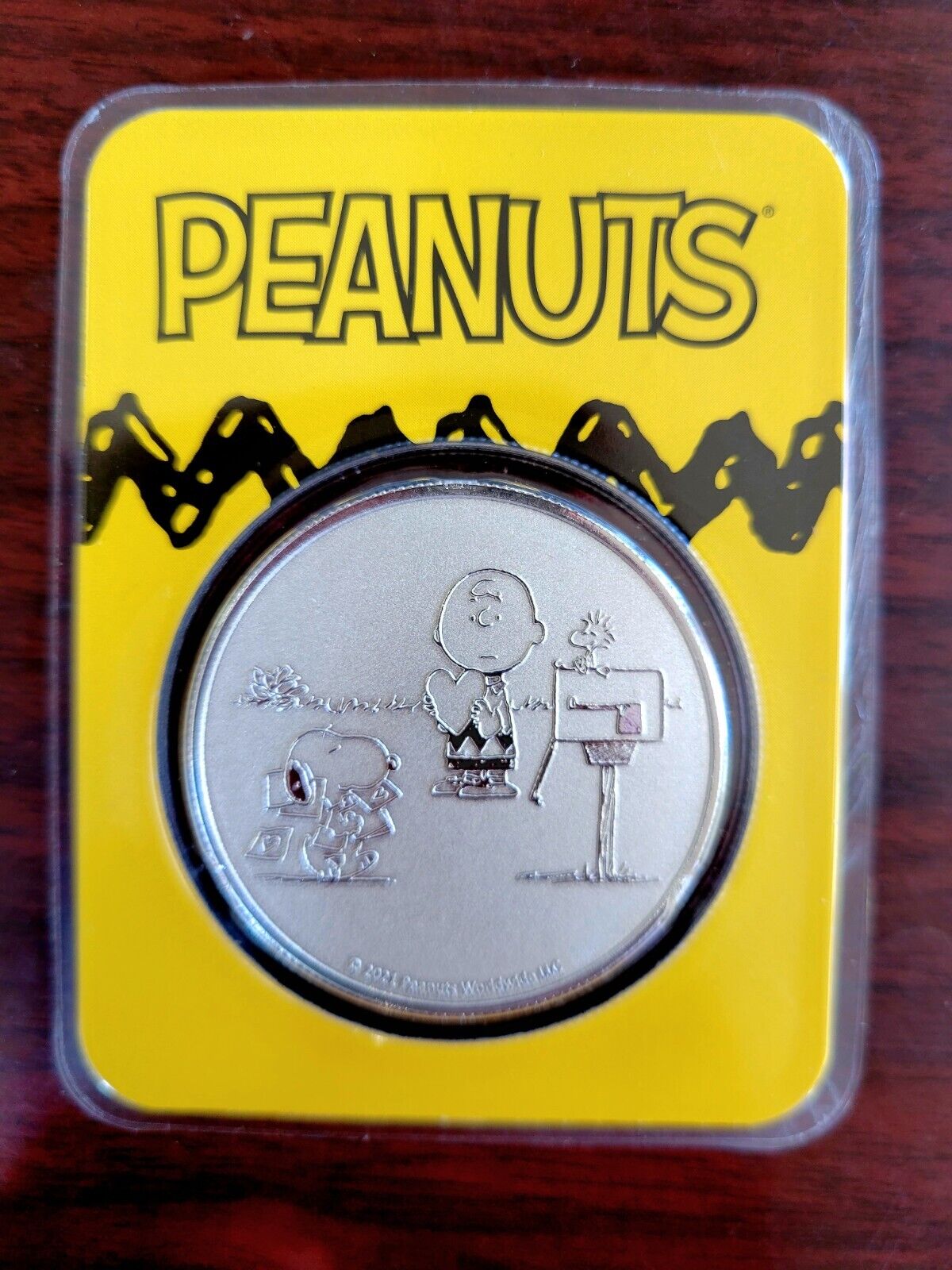2021年 ピーナッツ スヌーピー チャーリーブラウン バレンタイン 銀貨 2021 Peanuts Valentines Day Snoopy & Charlie Brown In 1oz