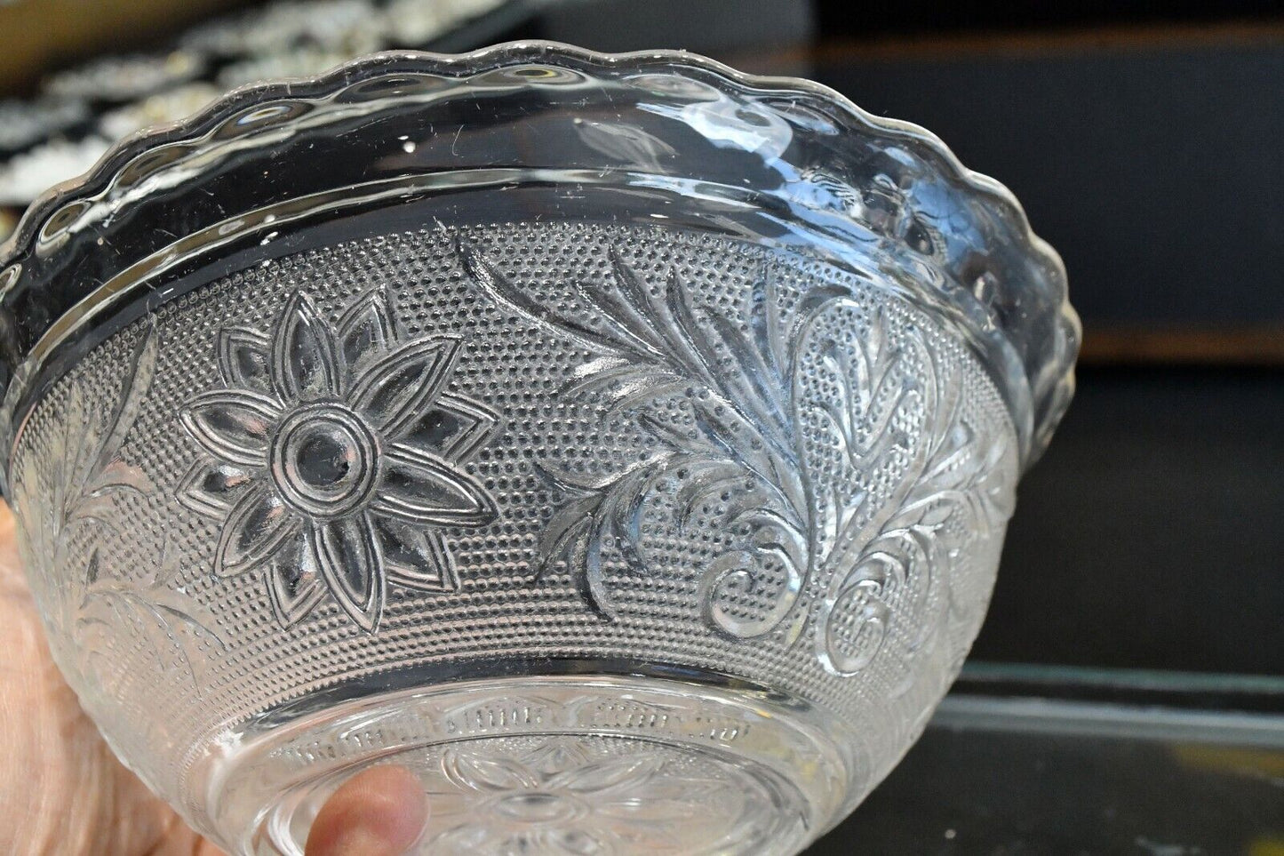 Vintage 1970's Floral Glass Cereal Bowl 6 1/2' x 2 1/2"