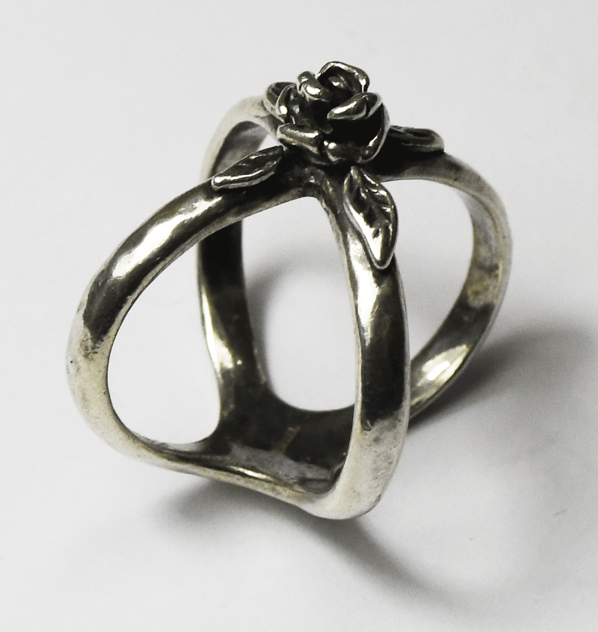 Sterling Silver Or Paz Criss Cross Over Flower Ring 19mm Size 7