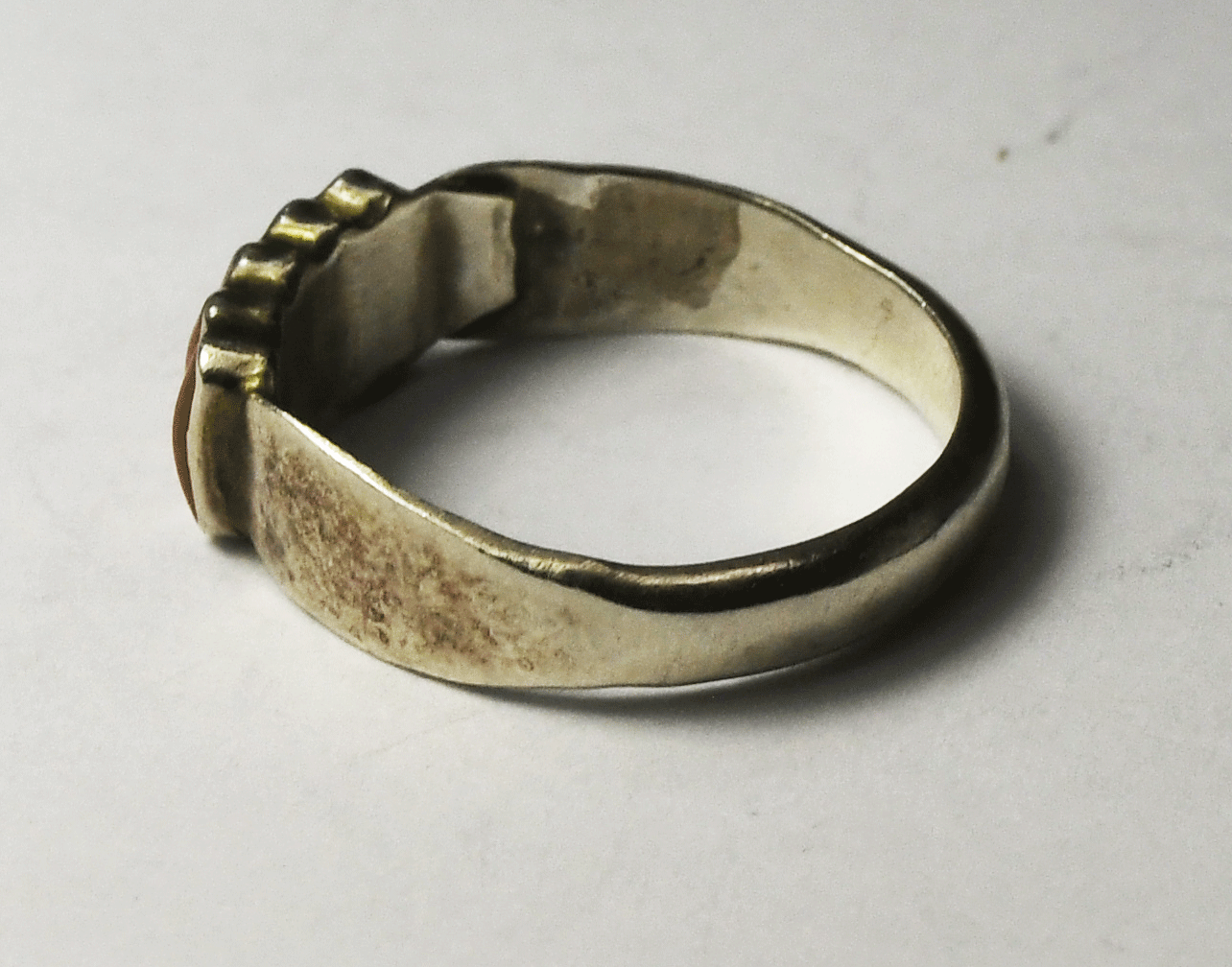 Sterling Silver Thin Coral Rice Stripe Petit Point Ring 6mm Size 7-1/4