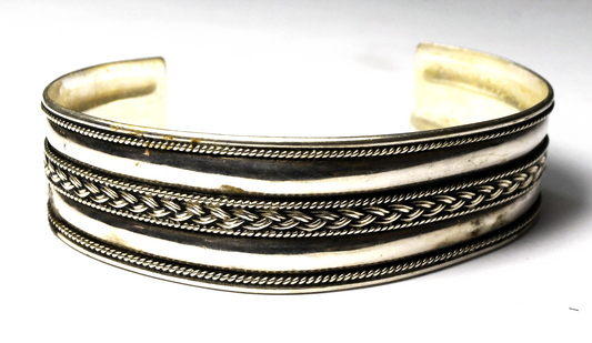 Sterling Bali Suarti Weave Twist Cuff Bracelet 22mm 7.5" Wrist 21g