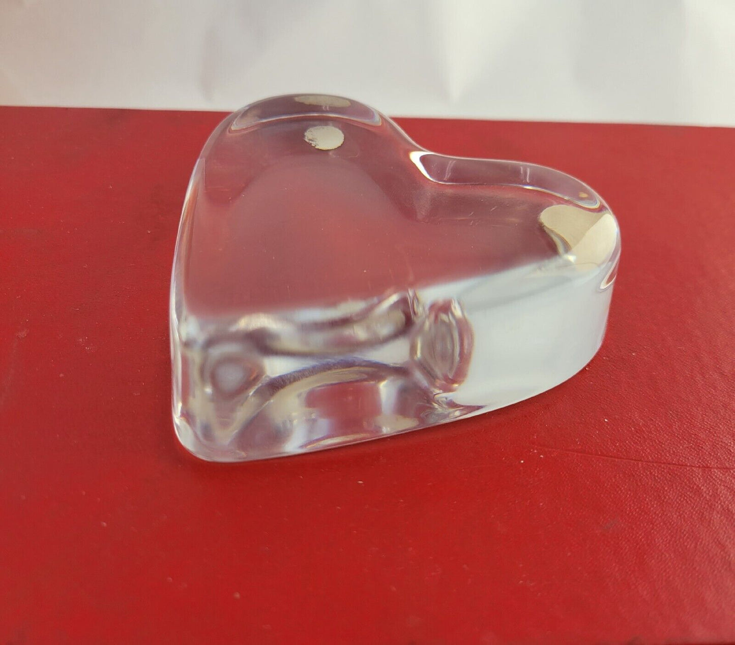 Vintage Baccarat Clear Crystal Signed Puffy Heart Paperweight Unboxed France