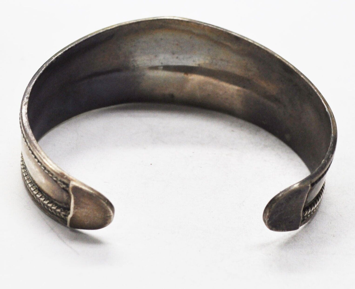 Sterling Silver Vintage Oval Lapis Cuff Bracelet 23mm 7" Wrist