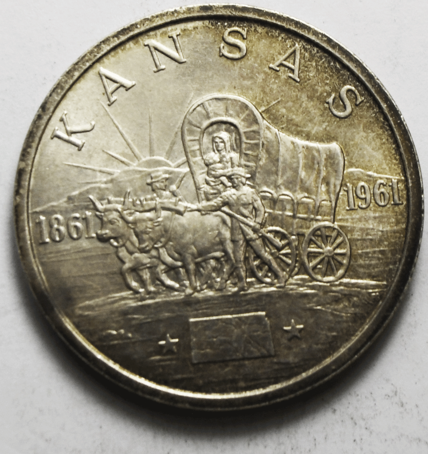 1961 Kansas Centennial So Called Half Dollar Statehood 34mm Silver Medal