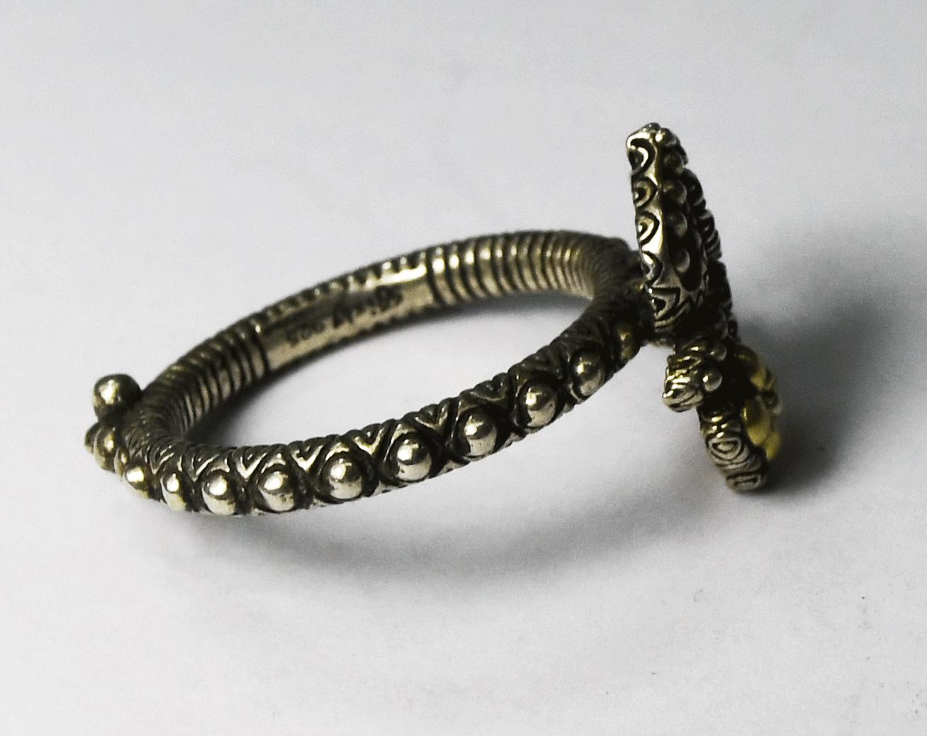 Sterling Silver Barbara Bixby 18k Lotus OM Praṇava Ring 18mm Size 7