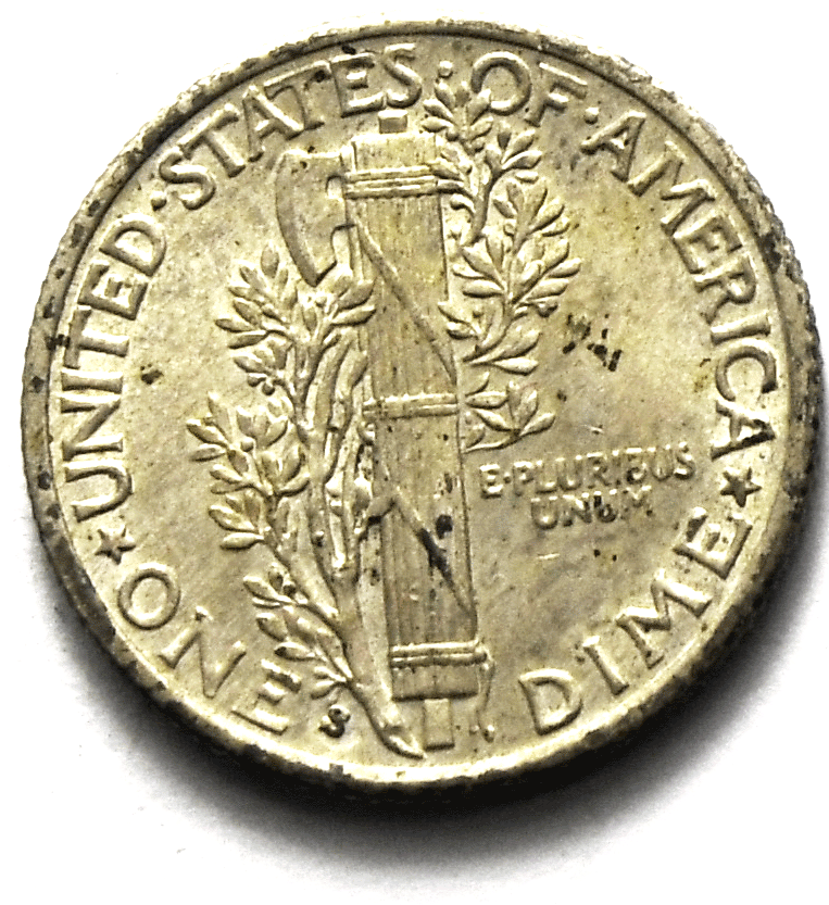 1938 S 10c Mercury Silver Dime Rare Ten Cents San Francisco AU