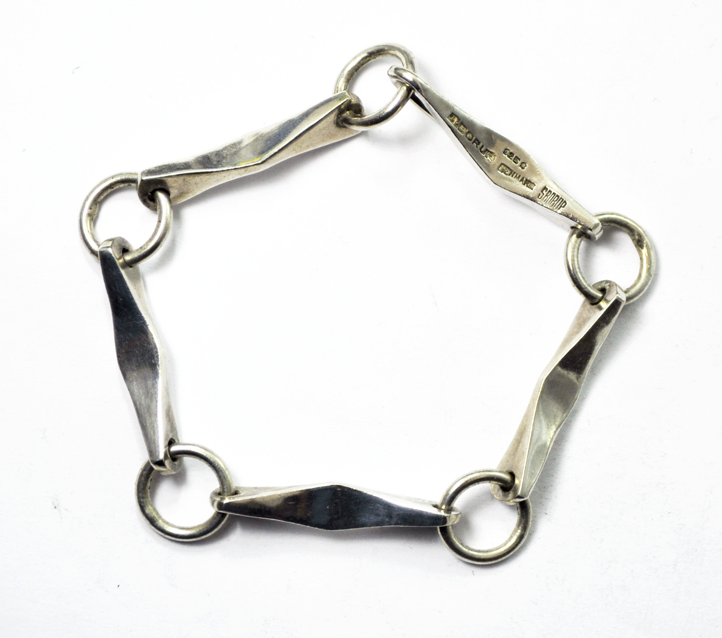Sterling Silver Soren Borup Denmark Modern Abstract 6mm Link Bracelet 7.25"