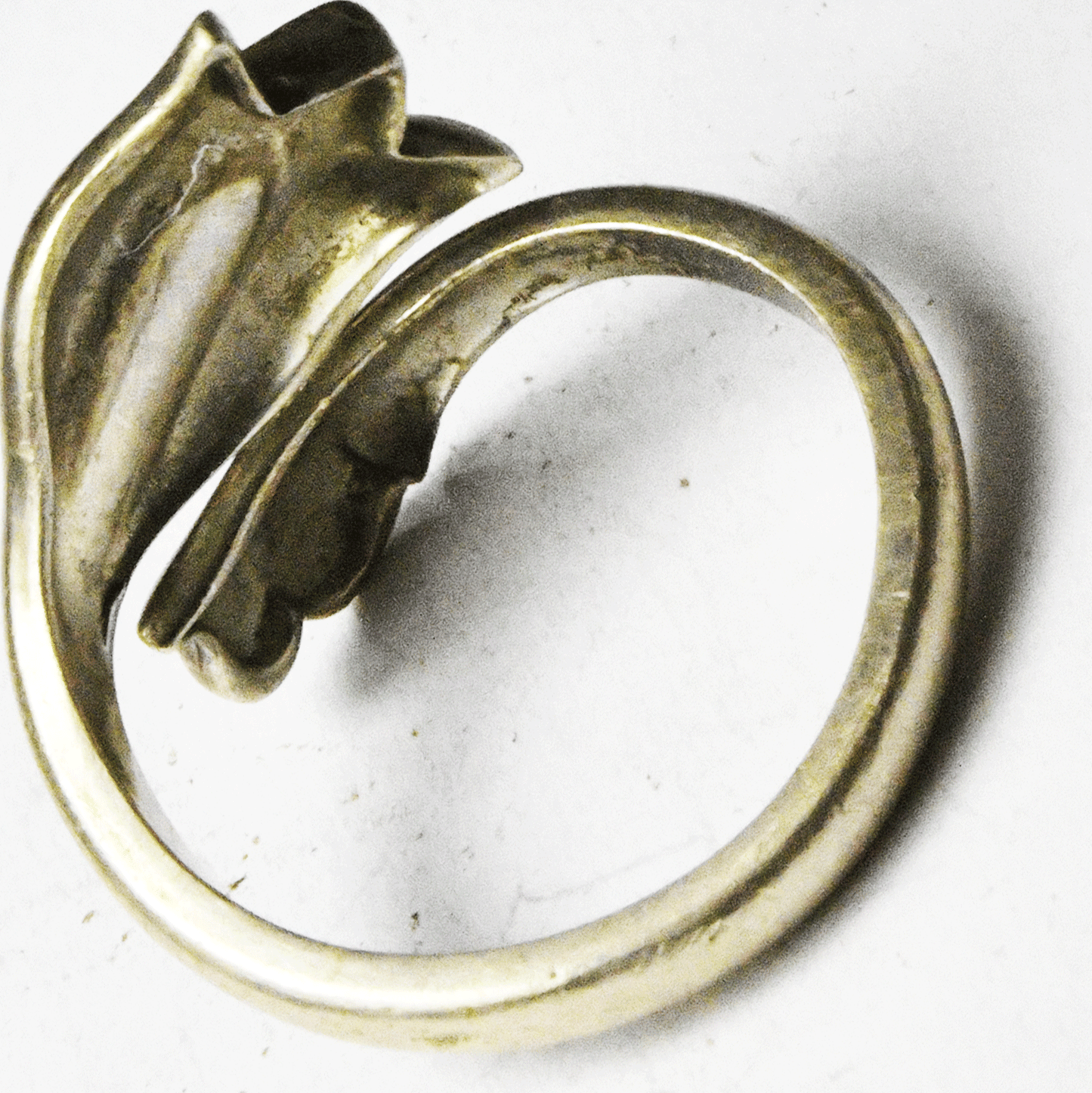 Sterling Silver Avon Tulip Flower Bypass Ring 18mm Size 7 Ring Adjustable