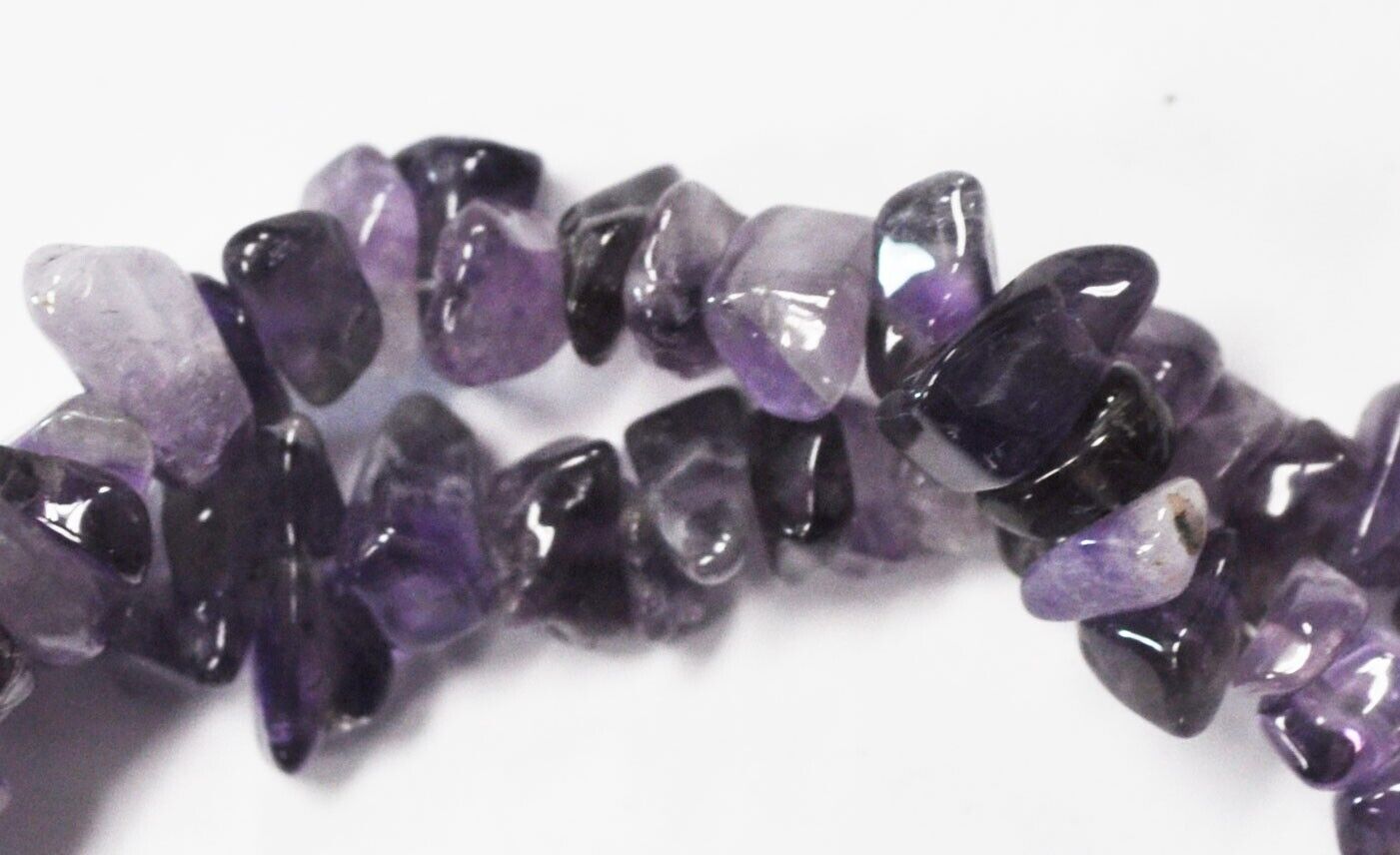 Silver Plated Purple Amethyst Chunk Bead Split Bracelet 12mm 8" Toggle