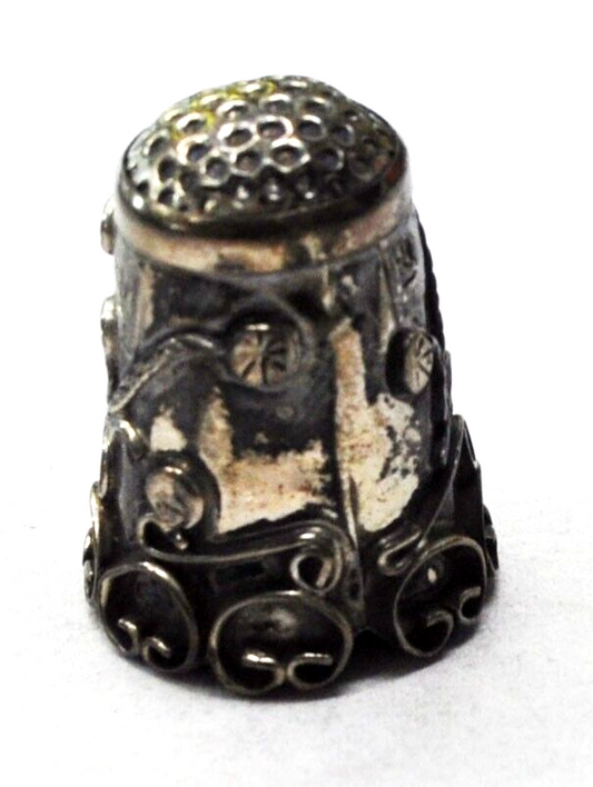 Sterling Silver Mexico Ornate Thimble 26mm x 21mm