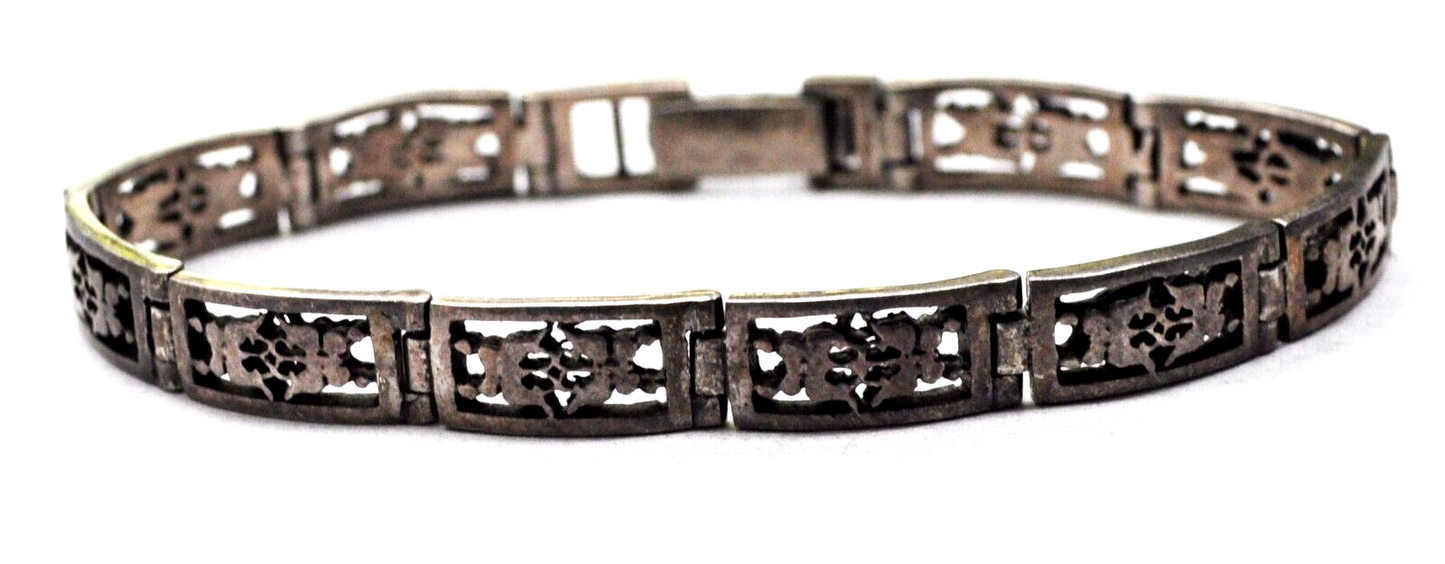 Sterling Silver Warshak Butterfly Panel Bracelet 7mm 7-1/2"