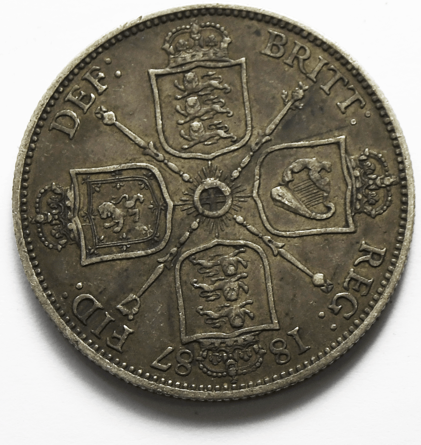 1887 Great Britain Silver One Florin Two Shillings Coin KM# 762