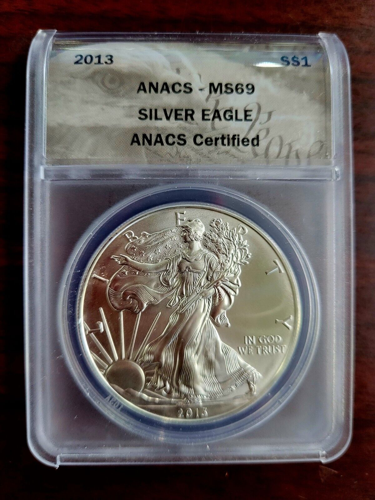 2013 P ANACS MS69 $1 Silver Eagle .999 Fine Silver
