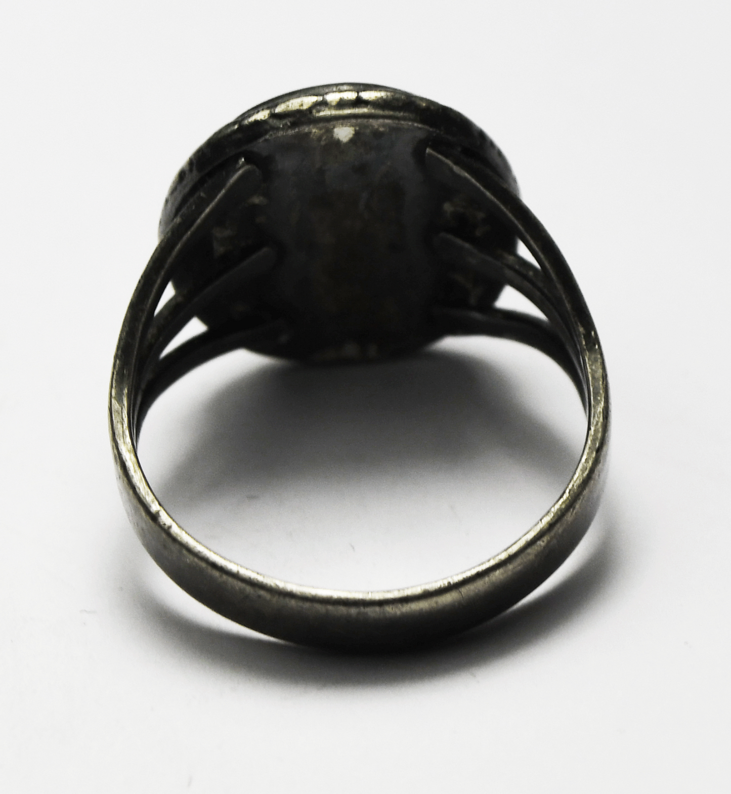 Sterling Silver Green Turquoise Antique Oval Ring 18mm Size 6-1/2