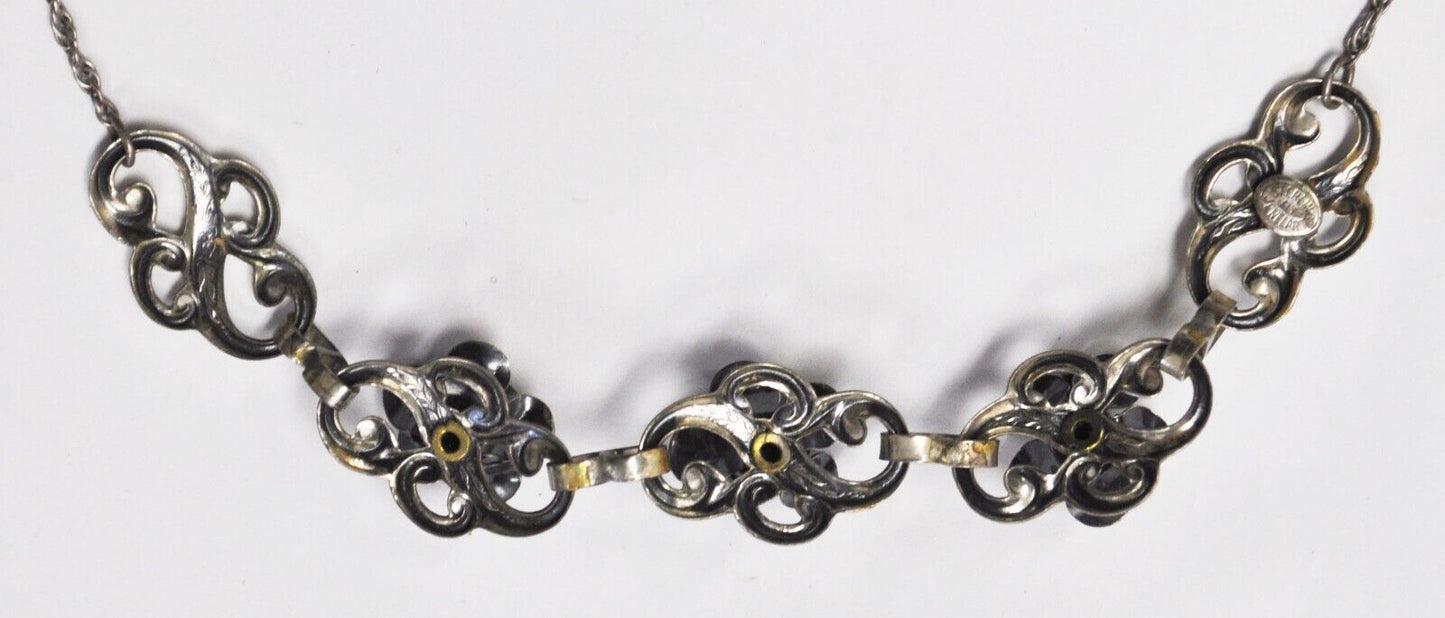 Sterling Silver Vintage JewelArt Flower Rose Necklace 15mm 16"