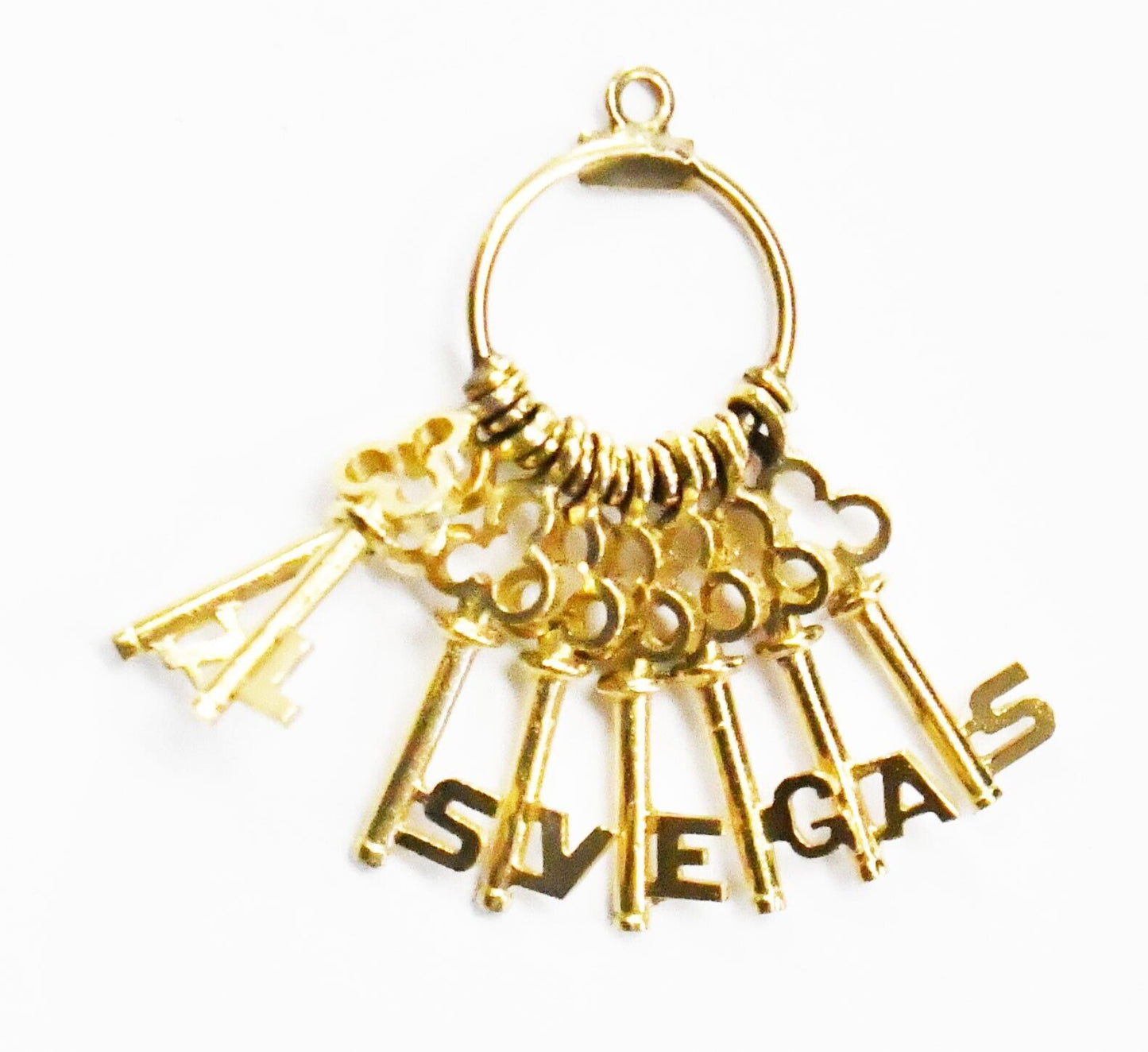 14k Yellow Gold Las Vegas 8 Eight Key Letter Charm 32mm