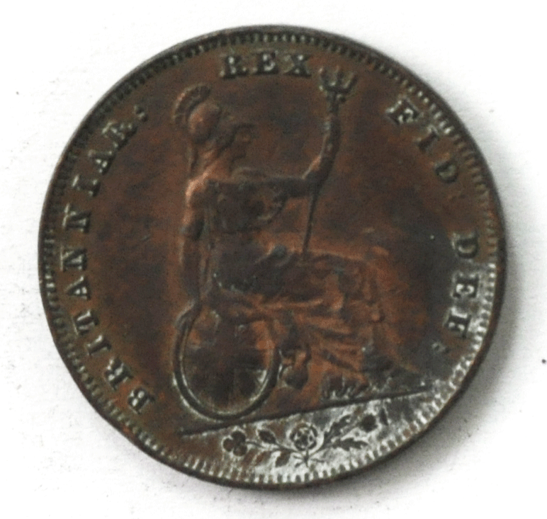 1835 Great Britain 1F Copper Farthing Rare KM#705