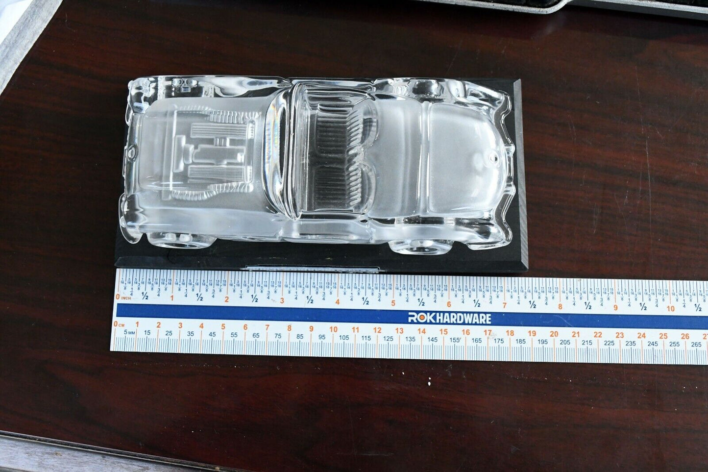 Hofbauer Crystal Solid 1959 Corvette with Stand Paperweight Western Germany
