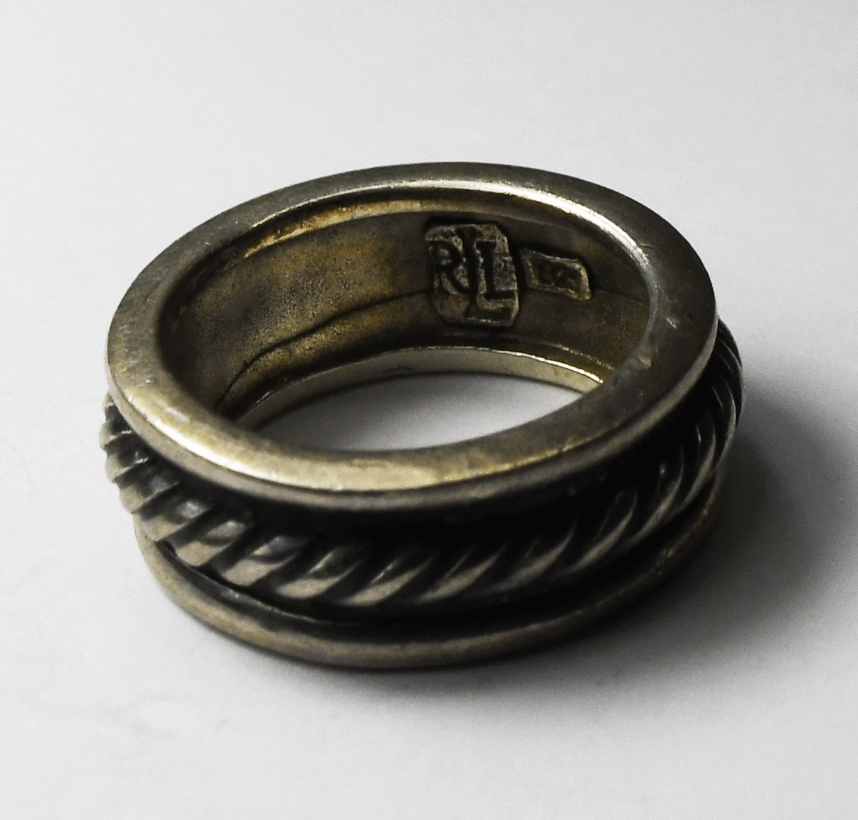 Sterling Silver Lauren Ralph Lauren Cable Center Ring 8mm Band Size 6-1/2