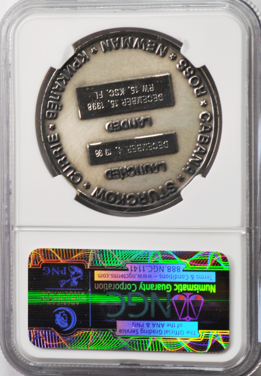 1998 STS-88 Robbins Silver Space Medal Unflown #115 NGC MS66 Endeavour
