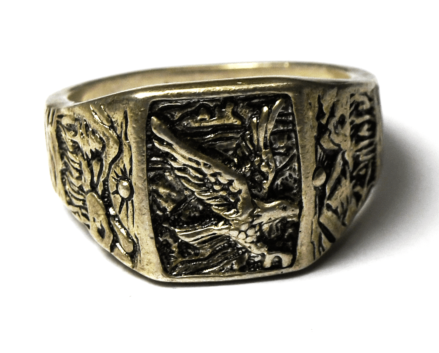 Sterling Silver Eagle Landscape Ring 16mm Size 13