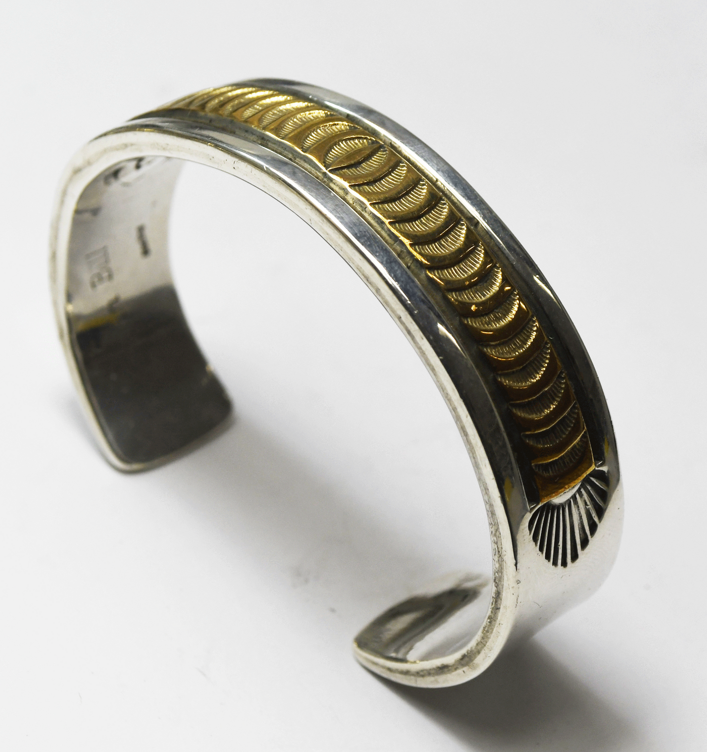 Sterling & GF Darin Bill 16mm Two Tone Heavy Cuff Bracelet 7-1/4" Wrist