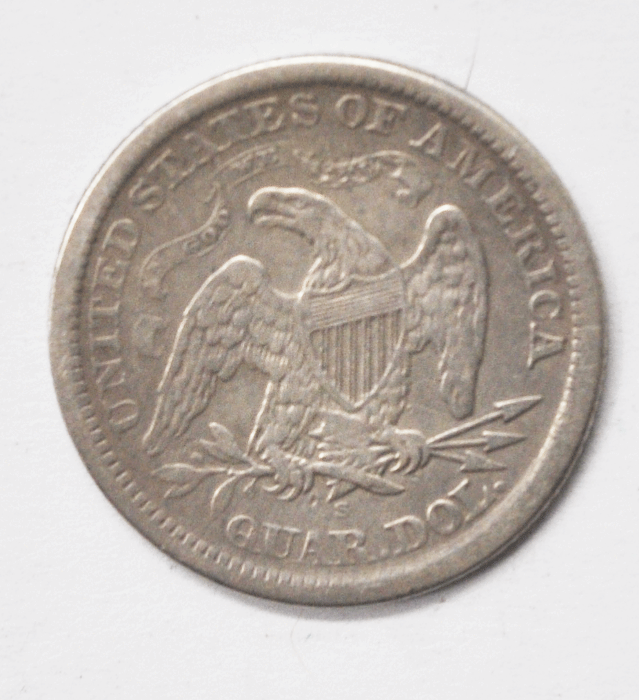 1868 S 25c Seated Liberty Silver Quarter Dollar Fine Rare Low Mintage