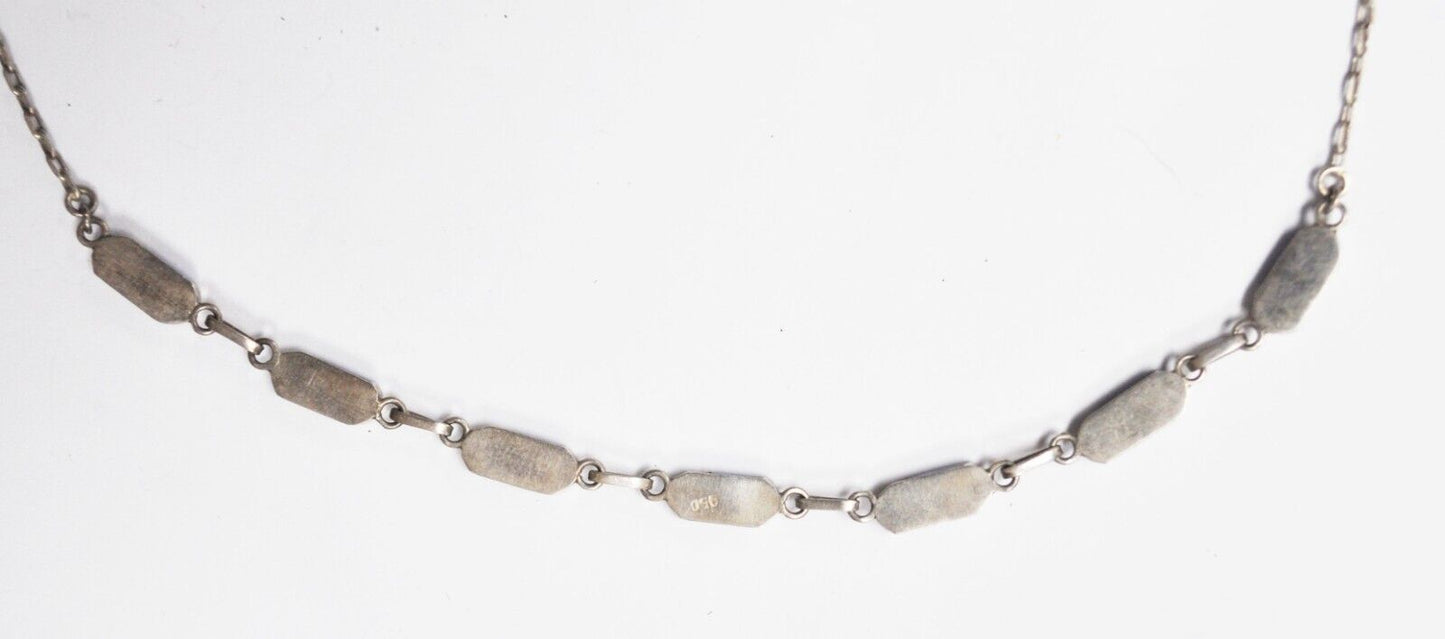 950 Silver 6mm Green & Blue Lapis Malachite Inlay 20" Necklace