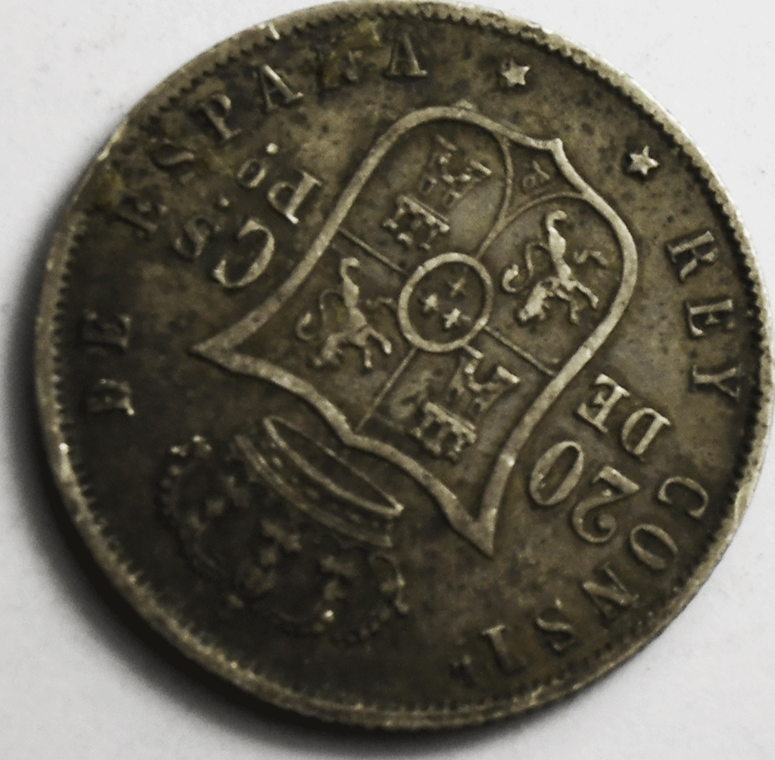 1883 Philippines 20 Twenty Centimos Silver Coin KM# 149