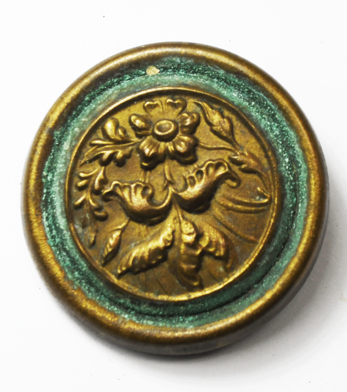 Vintage Large Flower Brass Round Button 38mm