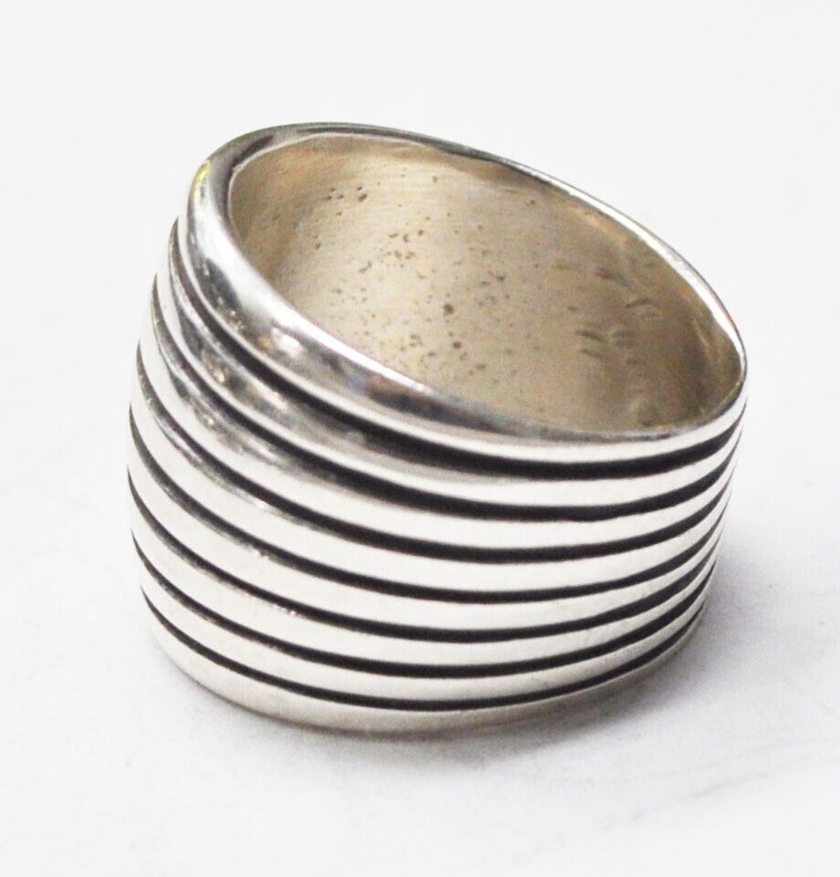 Sterling Silver Elgin Tom Seven Stripe Band Ring 19mm Size 10