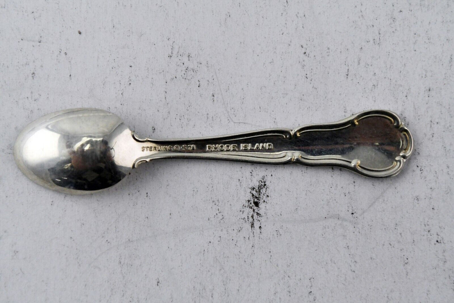 1978 Rhode Island Franklin Mint Official State Flower Sterling Salt Spoon 2 1/2"