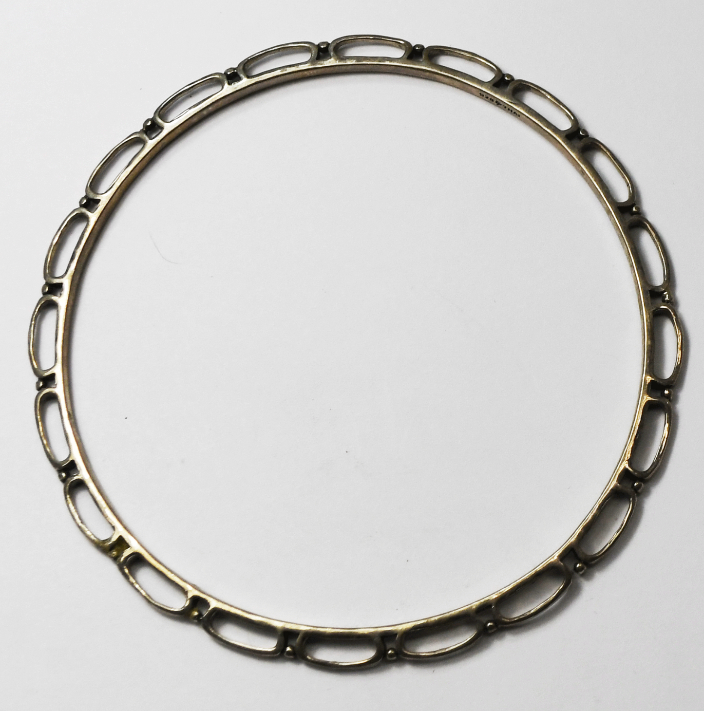 Sterling Silver Silpada Extra Large Bangle Hoop Dot Edge Bracelet 5mm