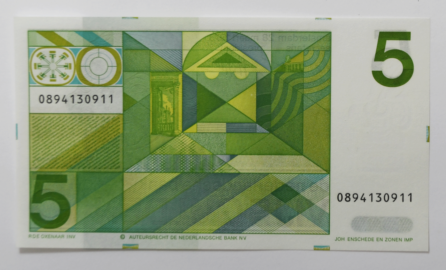 1973 Netherlands 5 Five Gulden Uncirculated Banknote 0894130911