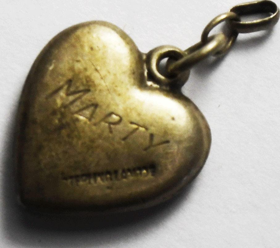 Sterling Vintage Lamode Guilloche Enamel Rose Puffy Heart Charm 18mm x 16mm