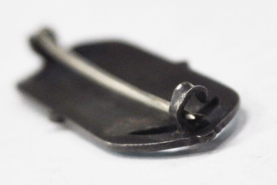 Vintage Blue Guilloche Enamel Sterling Brooch Pin 41mm x 14mm