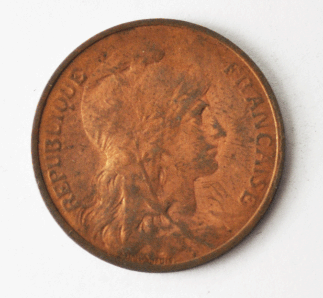 1916 France 5 Five Centimes KM# 842 Bronze Coin