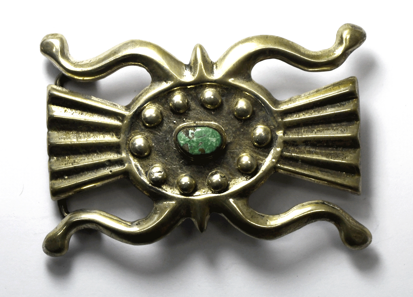 Sterling Turquoise Sand Cast Heavy Belt Buckle 2.5" x 3-3/8" 36mm Belt