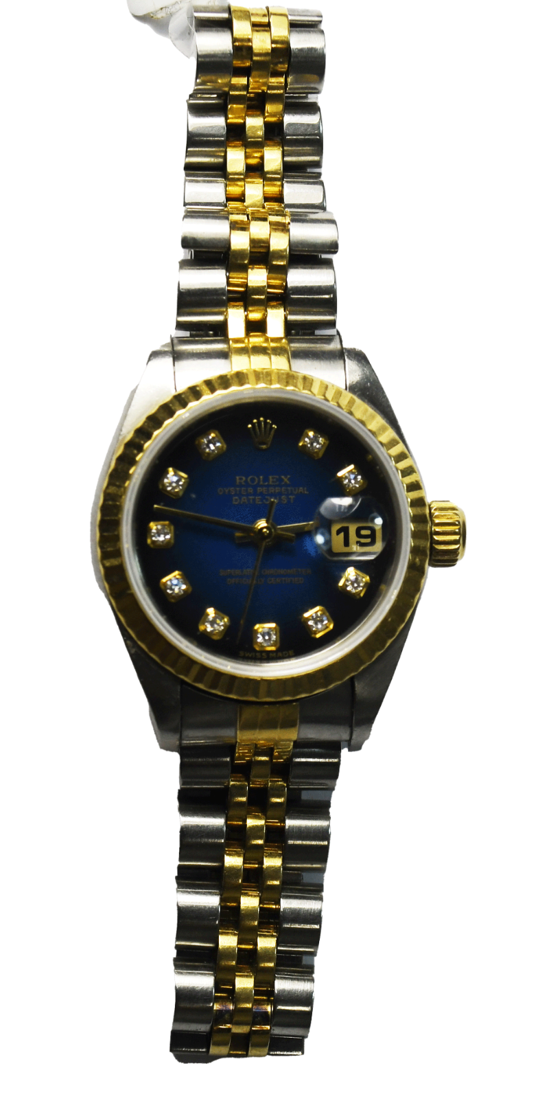 2002 Women's Rolex 79173 Datejust Blue Vignette Factory Diamond Dial 26mm