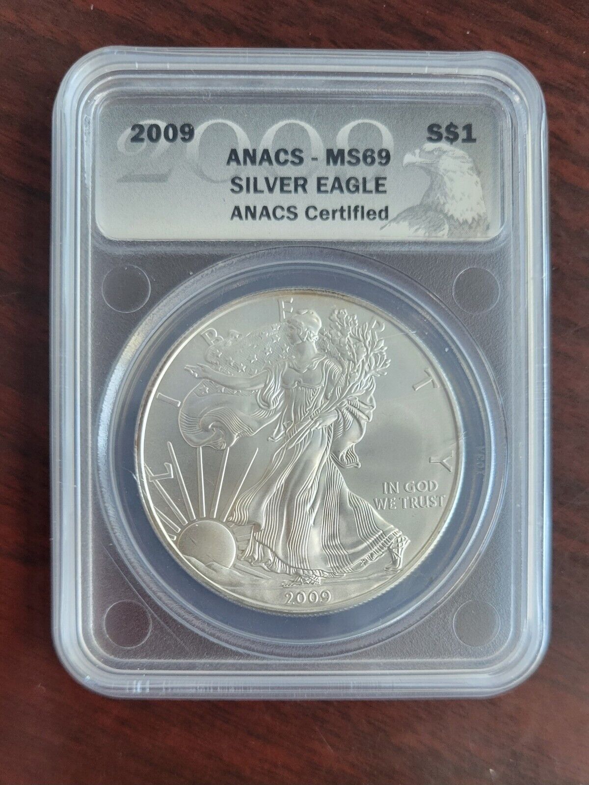2009 American Silver Eagle $1 ANACS MS69 Grey Label .999 Fine Silver Dollar