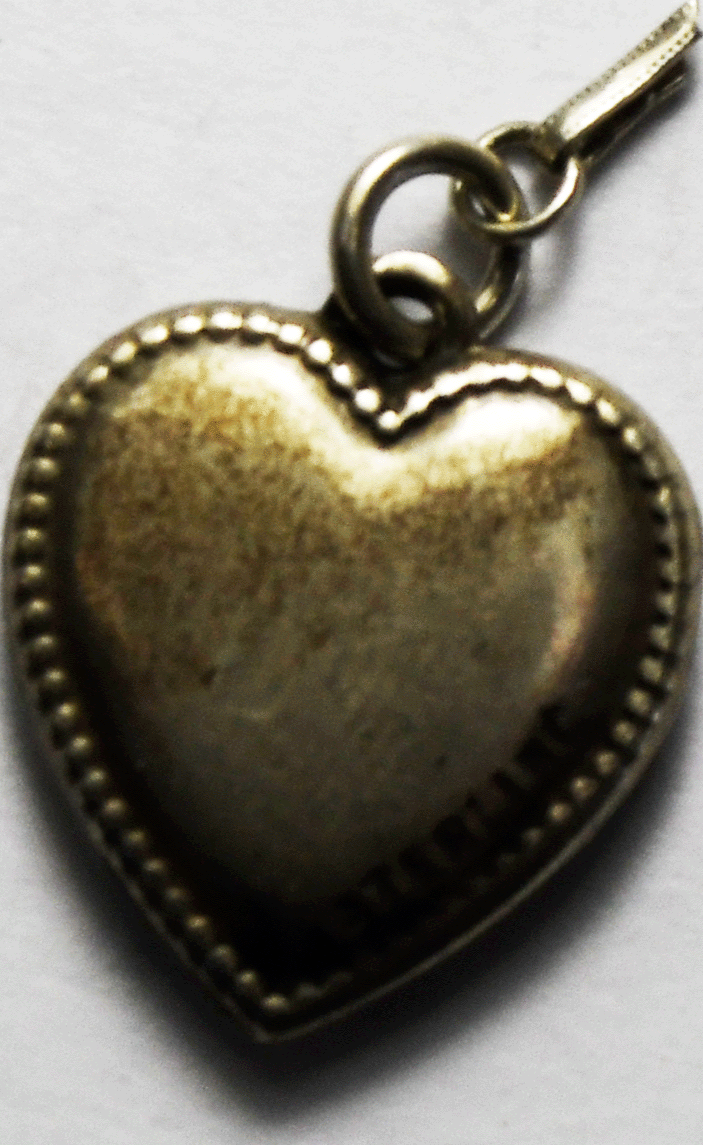Sterling Silver Puffy Heart Charm Floral Flower Branch 18mm x 16mm