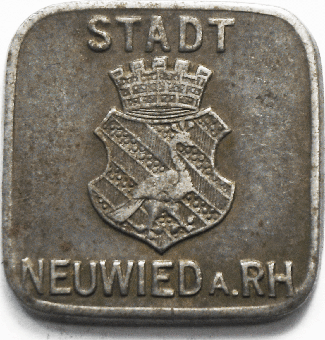 1917 Stadt 10 Pfennig Kriegsgeld Iron Square Notgeld Token 18mm Neuwied