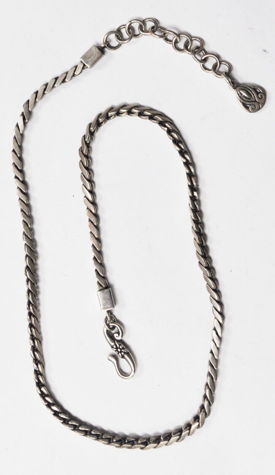 Sterling Silver S Link Heavy 3mm x 3mm Necklace 18" 33g Teardrop Tag