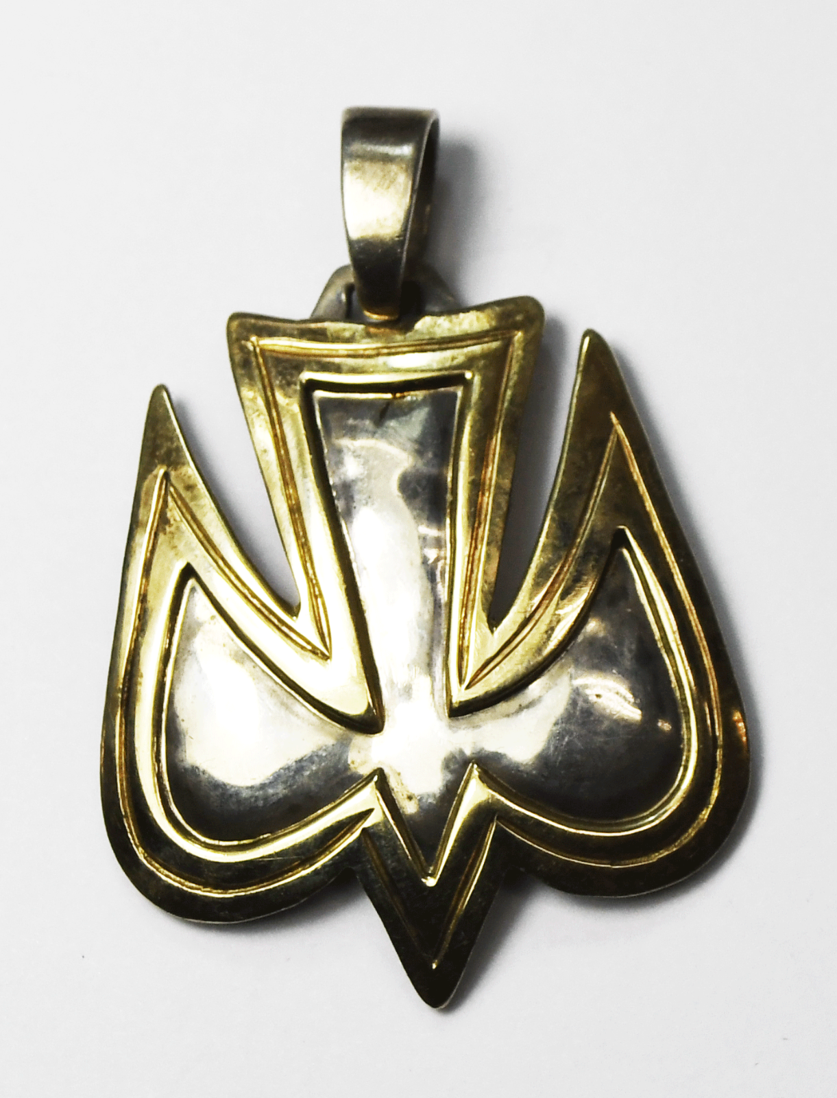 Sterling Silver JC 14k Two Tone Dove Hammered Pendant 42mm x 30mm