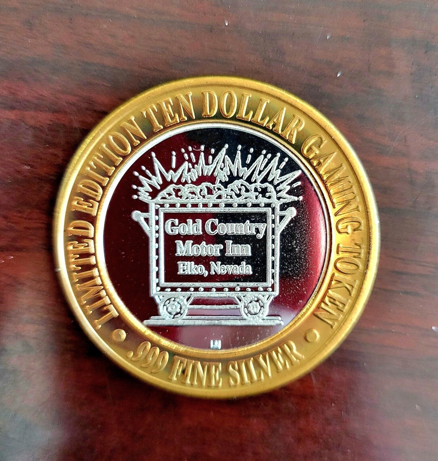 Gold Country Motor Inn Casino .999 Silver $10 Gaming Token Elko Nevada Train