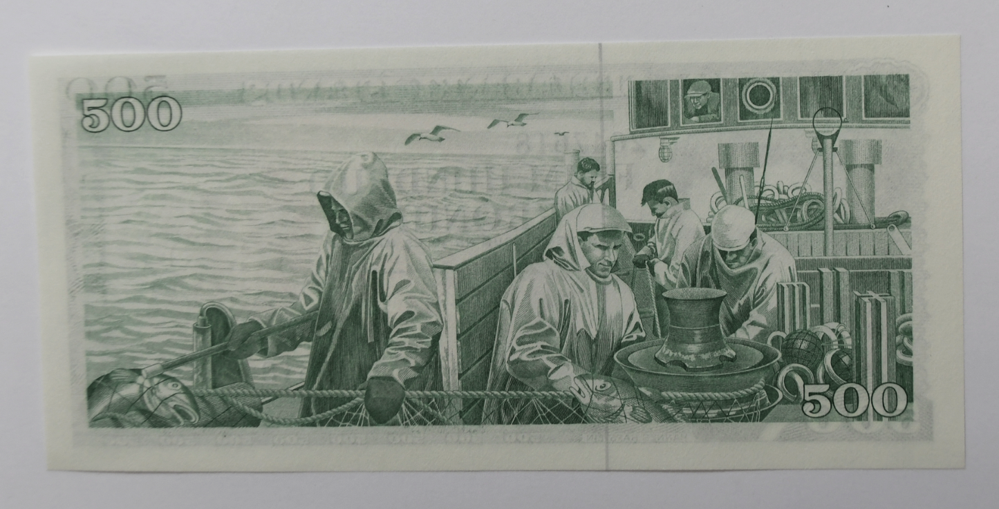 1961 Sedlabanki Iceland 500 Five Hundred Kronur Note Uncirculated F2647618