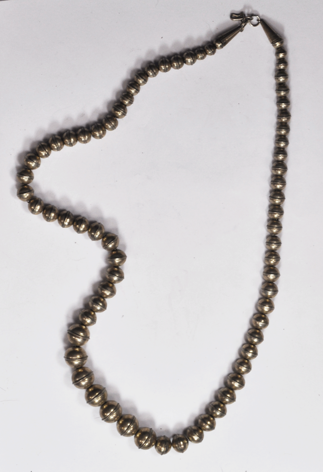 Sterling Silver Beaded Necklace 6-12mm Round Handcrafted Beads Graduated 24"