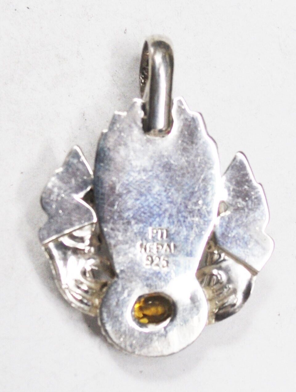 Sterling Silver PTI Nepal Citrine in Dragon's Mouth Pendant 41mm x 29mm