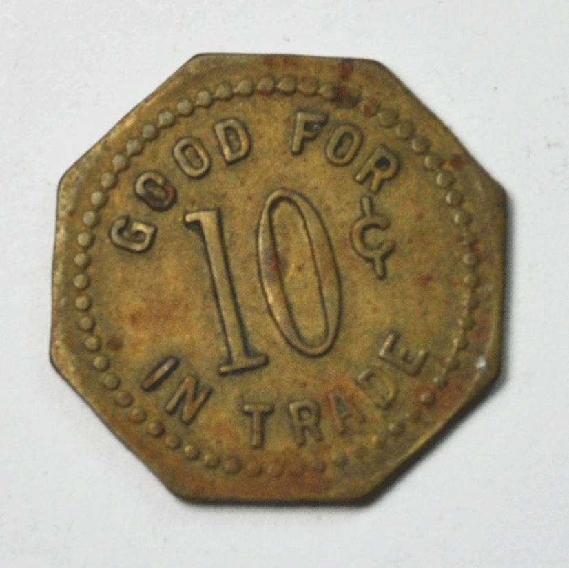 Fischer's Recreation Falls City Nebraska 10c Octagon Trade Token 23mm