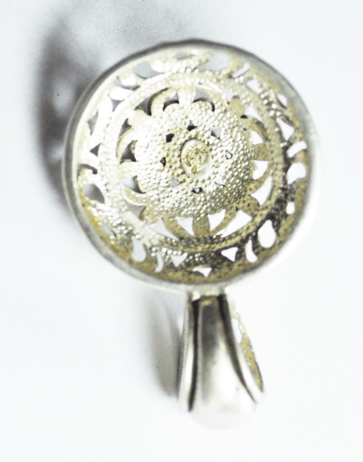 Silver Plate Premier Designs Round Black Onyx Filigree Pendant 1-3/4"